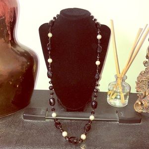 WHBM Black & Cream Beaded Necklace